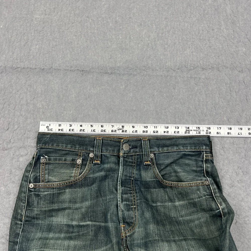 Levis 501 Jeans Men's 32x32 Blue Dark Wash Denim Button Fly Straight Leg Red Tab